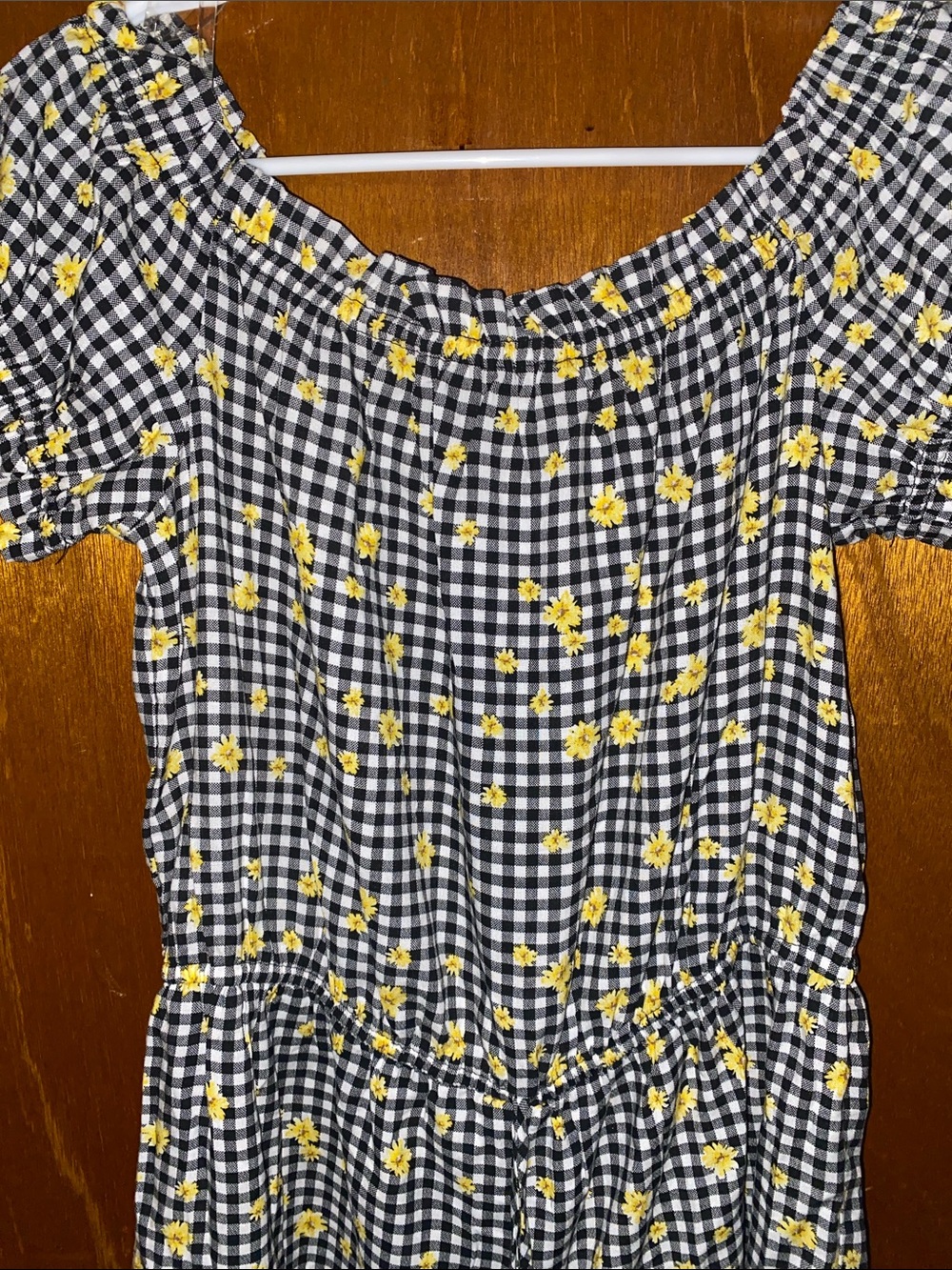 BeBop Floral & Gingham Shorts Romper with Matching Hair Tie